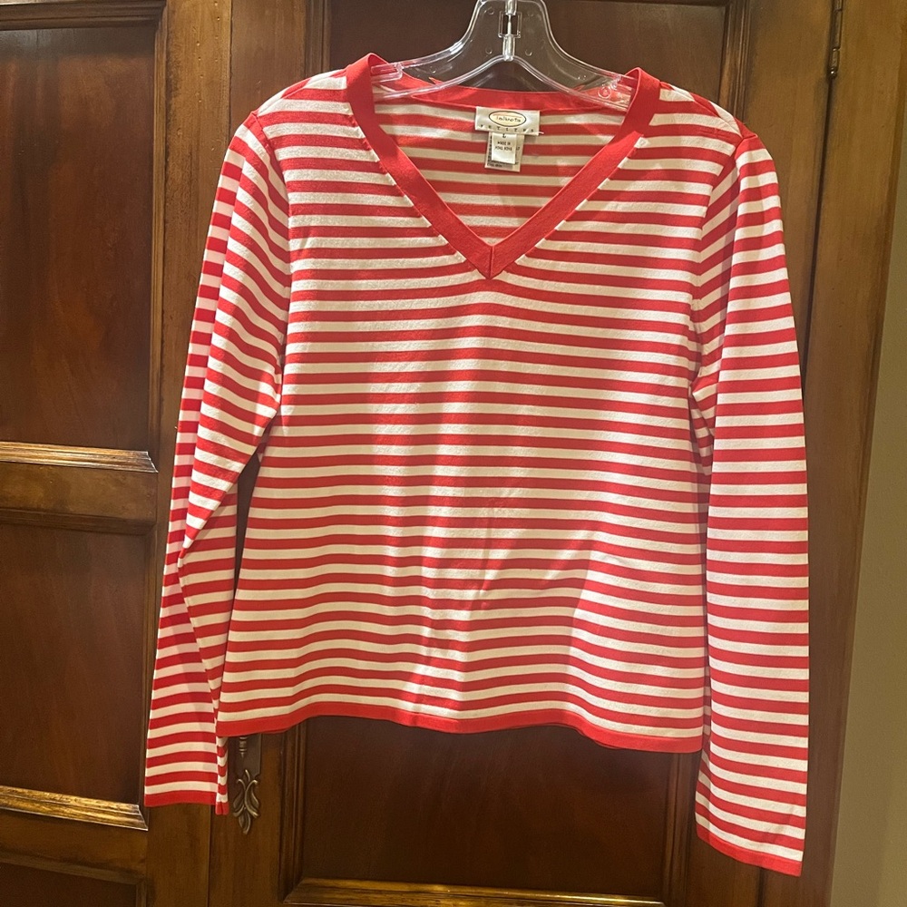 Talbots Kids Red and White Striped Long Sleeve Tee